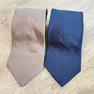 Gianfranco Rufini Italy Set of 2 Blue & Grey Textured Stripe Neck Ties